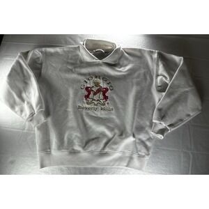 VTG Giorgio Beverly Hills Crest Sweatshirt White‎ Collared Pullover Mens XL